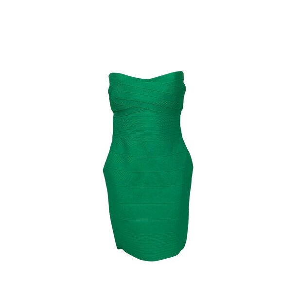 Herve Leger Womens Strapless Green Bandage Dress Size Small Retail $690 - Picture 2 of 9